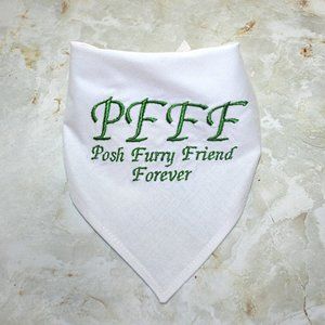 HAND CRAFTED Dog Bandana Embroidered Posh Furry Friend Forever Green Various Sz